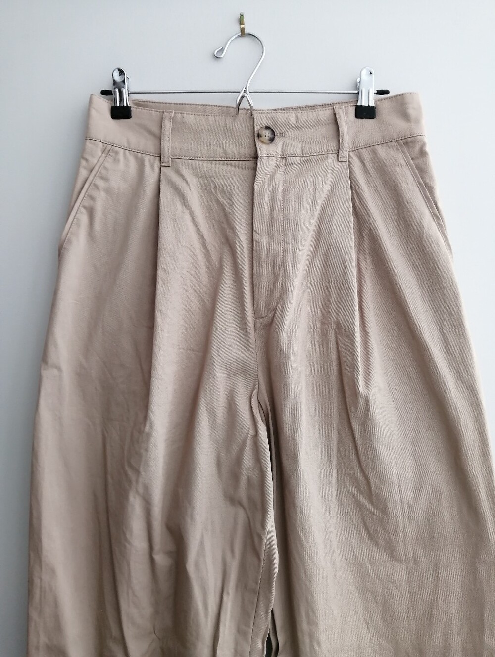 Club Monaco Cuffed Chino Pleated Wide Leg Pants Khaki Camel Size 8 - Picture 5 of 16